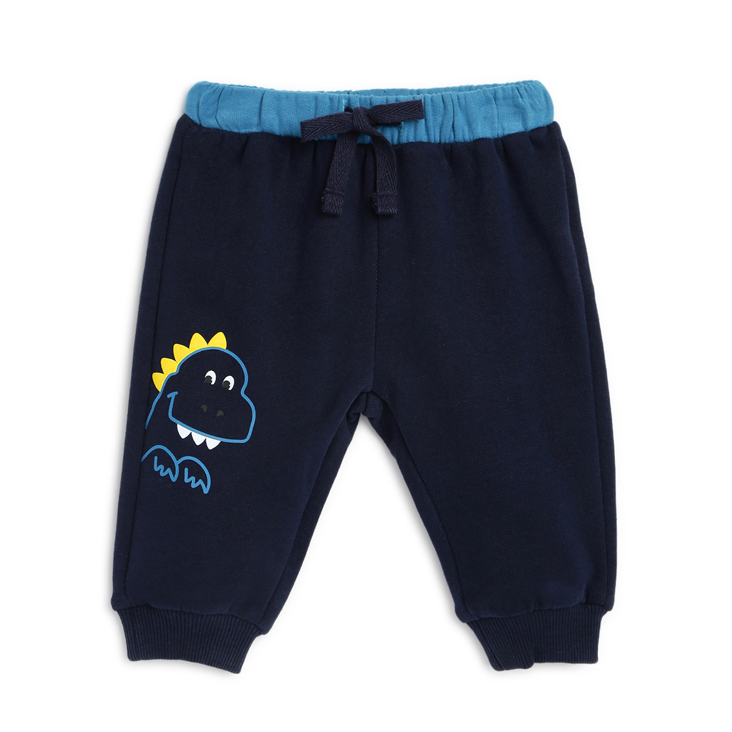 Boys Dark Blue Printed Jogger-Dark Blue